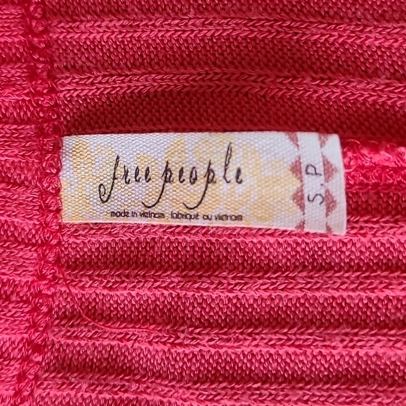 Free People Sunset Park coral v-neck tunic length waffle knit thermal top size S - Picture 14 of 16